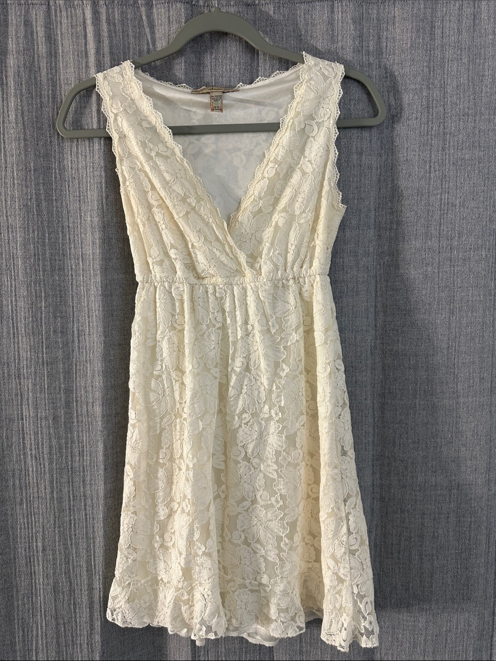 American Rag Cream Lace Surplice Dress